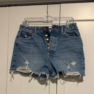 Zara Distressed Blue Jean Shorts